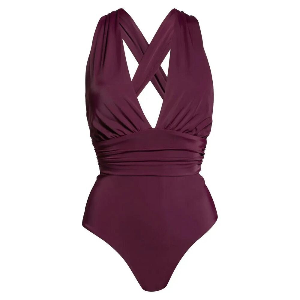 Chelsea28 Convertible 4-Way One Piece Swimsuit Bathing Suit Burgundy Nwt L — image 5 of 8